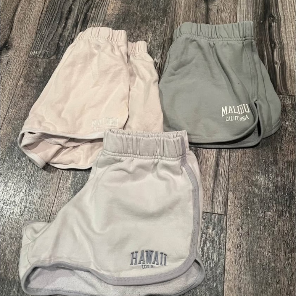 Set of Three Casual Shorts with Embroidered Designs